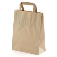 Papiertragetaschen braun mit Henkel 220 + 100 x 280 mm...