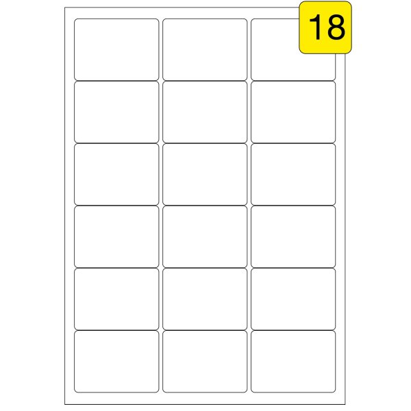 Etiketten weiß 64,3 x 46,6 mm 100 Blatt 1800 Stück Inkjet Laser