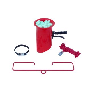 Abfülltrichter komplett mit Zubehör für Verpackungschips Boden abgeschrägt Farbe rot