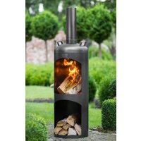 Gartenofen Faro massiv Naturstahl Höhe 158 cm