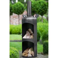 Gartenofen Faro massiv Naturstahl Höhe 158 cm