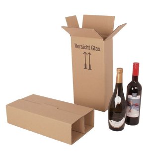 Flaschenkarton Weinkarton für 2 Flaschen 0,75 -1 L mit Gefache