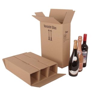 Flaschenkarton Weinkarton für 3 Flaschen 0,75 -1 L mit Gefache