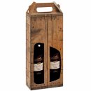 Tragekarton Holz Rustikal für 2er Wein/Sekt