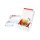 Geschenkkarton Aufreißperforation rot-weiß mit Schleife 241 x 166 x 94 mm