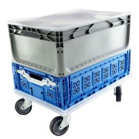 Rollwagen ohne Bremse für Euroboxen 600 x 400 mm transparent