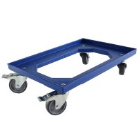 Rollwagen mit 2 Bremsen für Euroboxen 600 x 400 mm blau