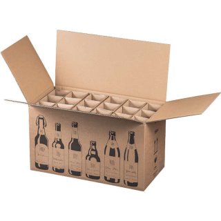 Flaschenkarton Bierkarton für 18 Flaschen 0,33 - 0,5 L mit Gefache