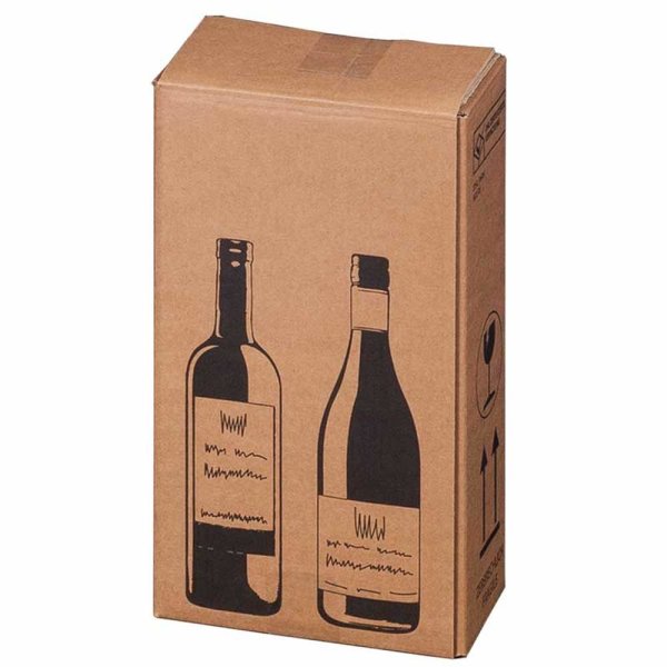 Flaschenkarton PREMIUM für 2 Flaschen 0,75 - 1L mit Gefache
