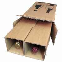 Flaschenkarton PREMIUM für 2 Flaschen 0,75 - 1L mit Gefache