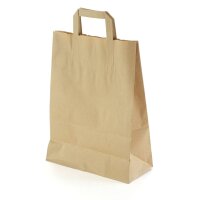 Papiertragetaschen braun mit Henkel 260 + 120 x 350 mm...