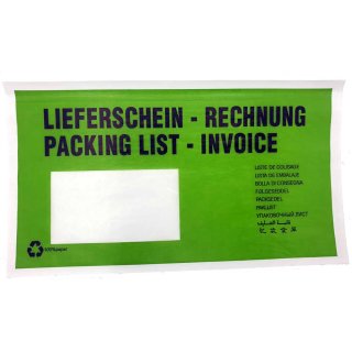 Lieferscheintaschen aus Papier DIN lang grün 235 x 130 mm 1000 Stück