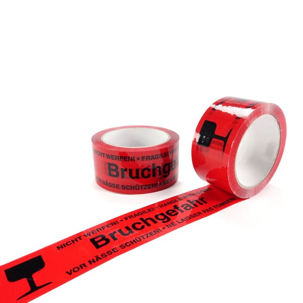 PP Klebeband Bruchgefahr 50 mm x 66 m Stärke 28 my
