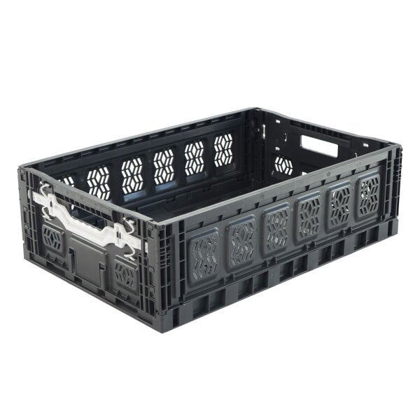Klappboxen 600 x 400 x 180 mm anthrazit durchbrochen Handgriffe offen